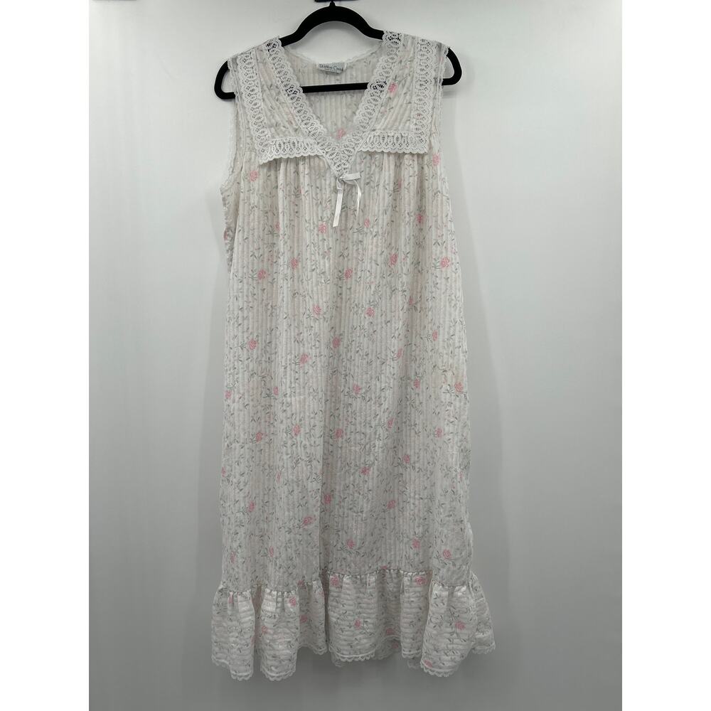 Willow Creek Vintage Cottagecore Nightgown Dress USA Floral Lace Sleeveless M?